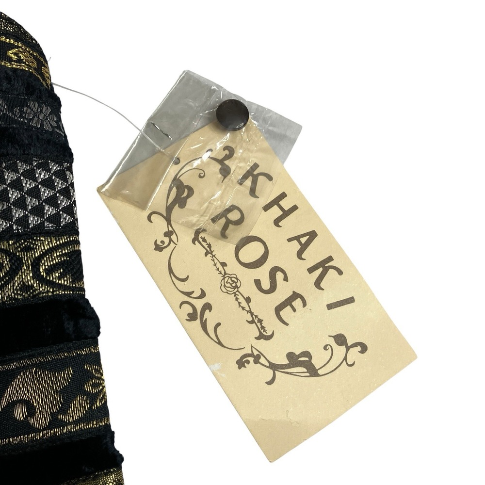 Vintage 90s Khaki Rose Vest Womens L Black Velvet Tapestry Metallic Whimsigoth - Picture 7 of 14